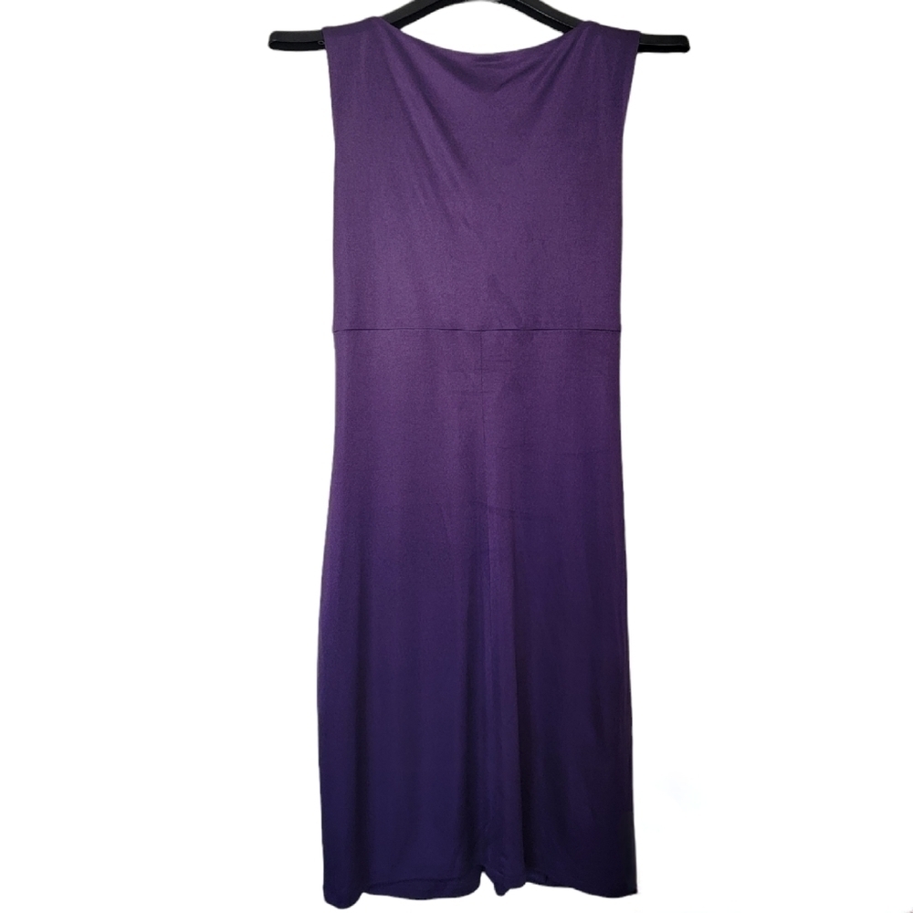 LAILA AZHAR Purple Silk Twist Front Dress Size Large - Picture 3 of 8